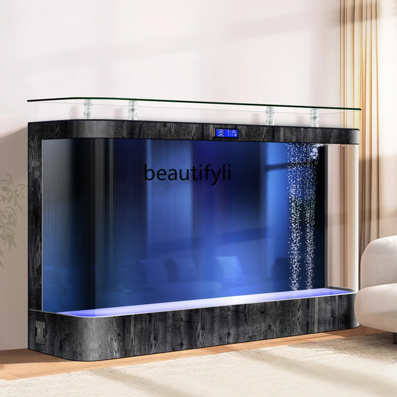 خزان أسماك جديد يصل إلى السقف من الأرض إلى السقف، زجاج حوض السمك مقاوم للانفجار، خزان أسماك استوائي متكامل للأسماك الذهبية