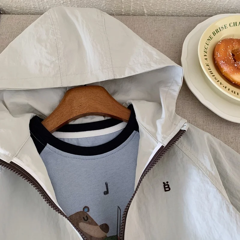 الأولاد معطف معطف سترة مصدات الرياح ملابس خارجية 2025 المشمش الخريف القطن الرياضة المراهقين هدية الكريسماس ملابس الأطفال