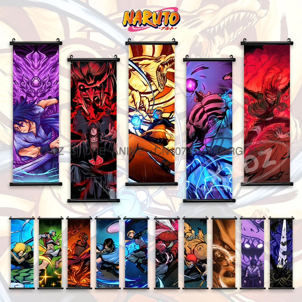 

Naruto Scroll Picture Hanging Painting Anime Gai Poster Sasuke Uchiha Canvas Itachi Wall Artwork Kakashi Cartoon Home Decoration