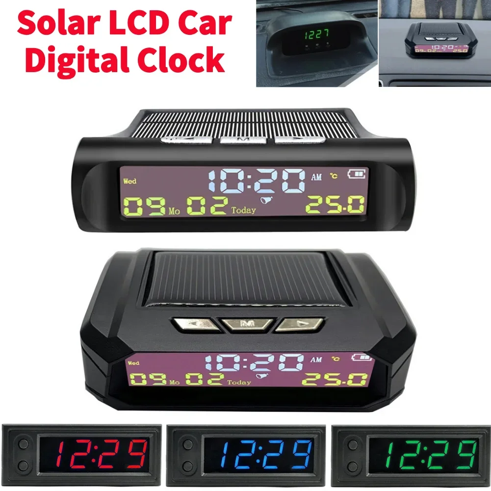 TPMS wygląd Solar LCD samochodowy zegar cyfrowy z datą w samochodzie i wyświetlaczem LCD czasu i daty Auto akcesoria wewnętrzne AN01 AN02
