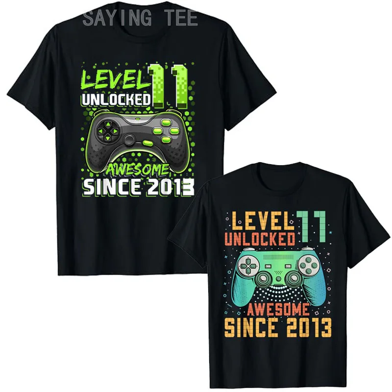 T-shirt desbloqueada para gamer, camiseta estilo vida, tops, filhos sobrinho, presentes de aniversário impressionantes, 11 ° aniversário, incrível, mais de 2013