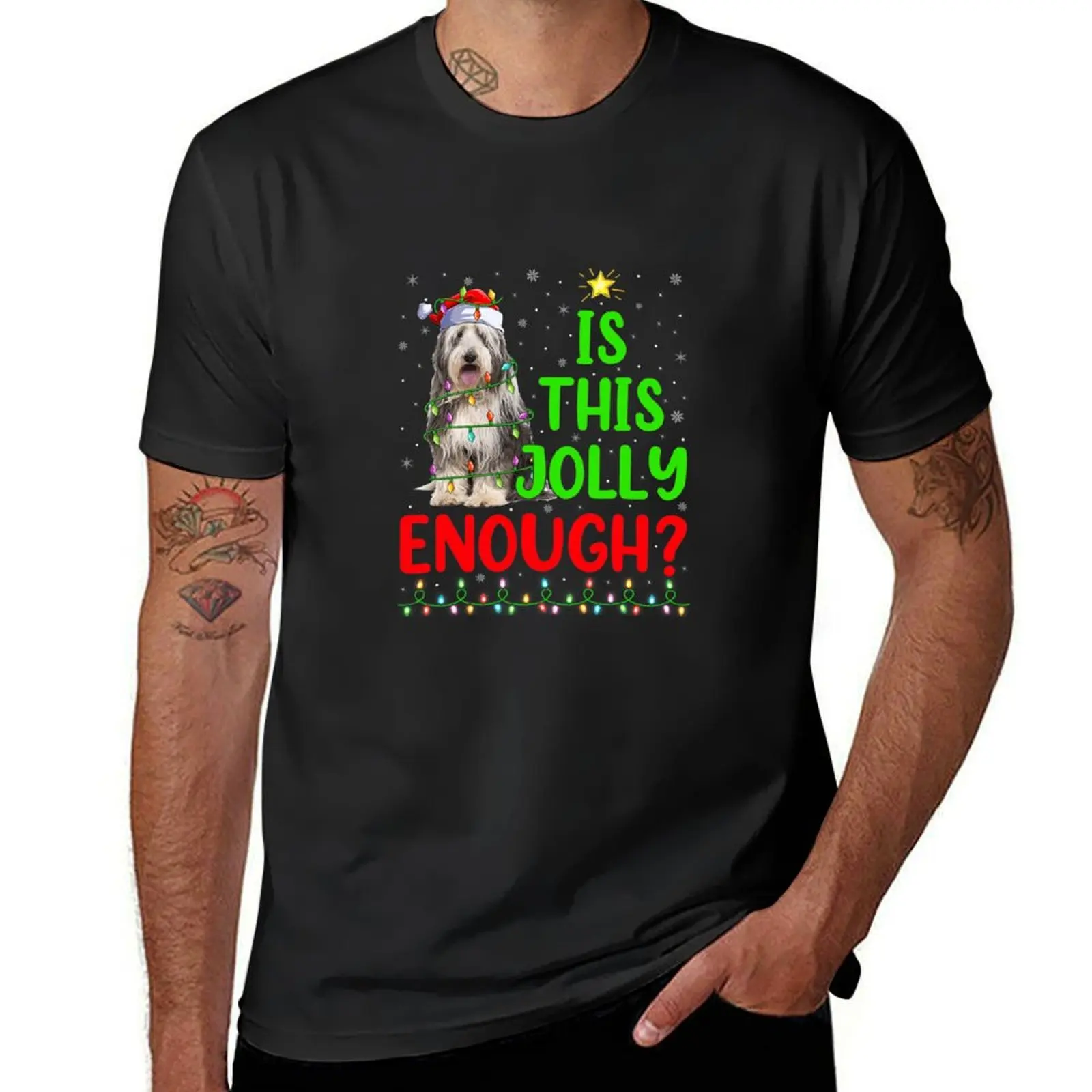 Xmas Tree Is This Jolly Enough Bearded Collie Christmas T-Shirt sublime customs design your own plain t shirts men