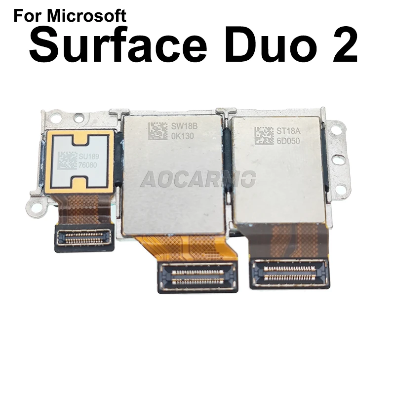 Aocarmo For Microsoft Surface Duo 2 Back Rear Main Ultra-Wide-Angle Telephoto Lens Camera Module Flex Cable Repair Part