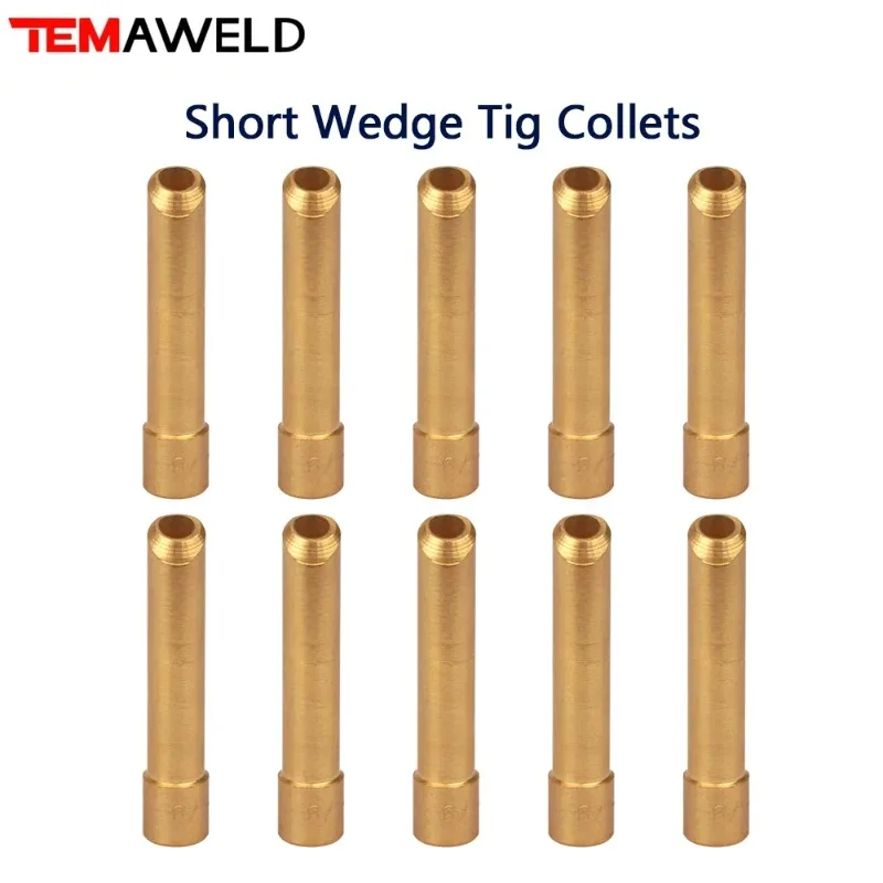 10Pcs Length Wedge Tig Collet 1.0/1.6/2.4MM Welding Consumable Tungsten Electrode Collet 10N24S 30MM For WP17 WP18 WP26 Torch