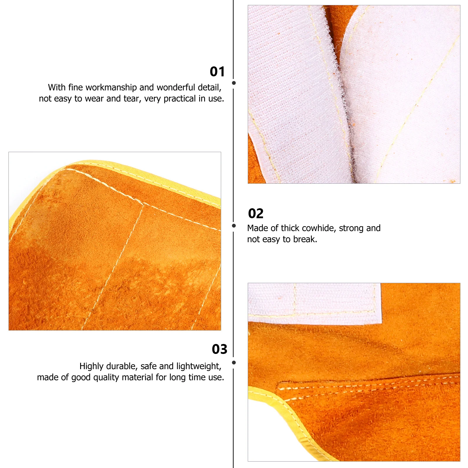 

1 Pair Cowhide Oversleeves Durable Arm Protection For Welding Resistant Sleeve Tool Protective Workwear