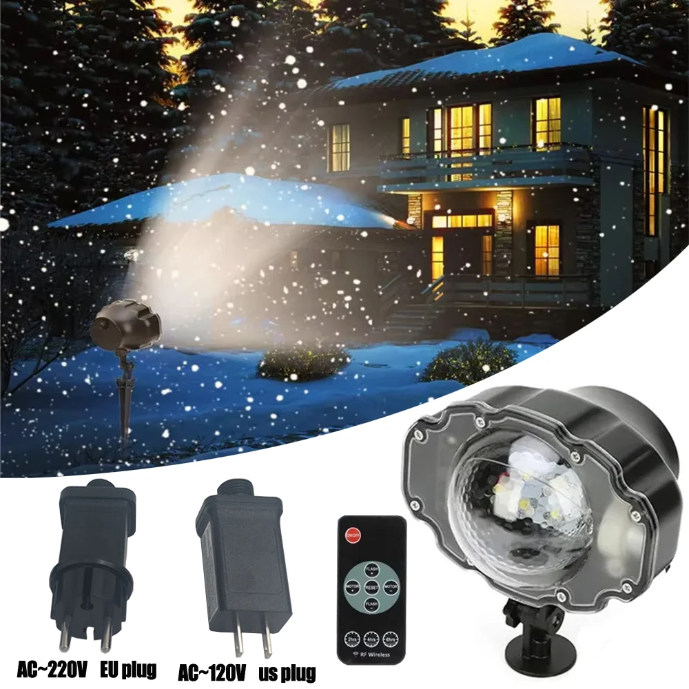 DACHAN Proyector de luz LED de nevadas, lámpara de proyector que cae de nieve, foco dinámico con efecto de nieve para jardín, regalo de boda al aire libre