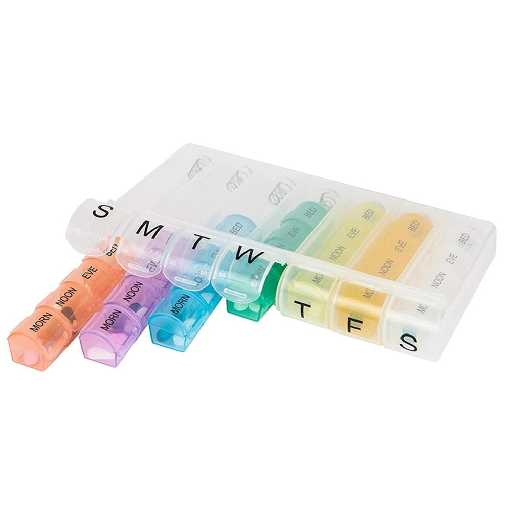

A71Z Portable Weekly 7 Day Push Button Pill Holder Travel Medicine Box Case Organizer