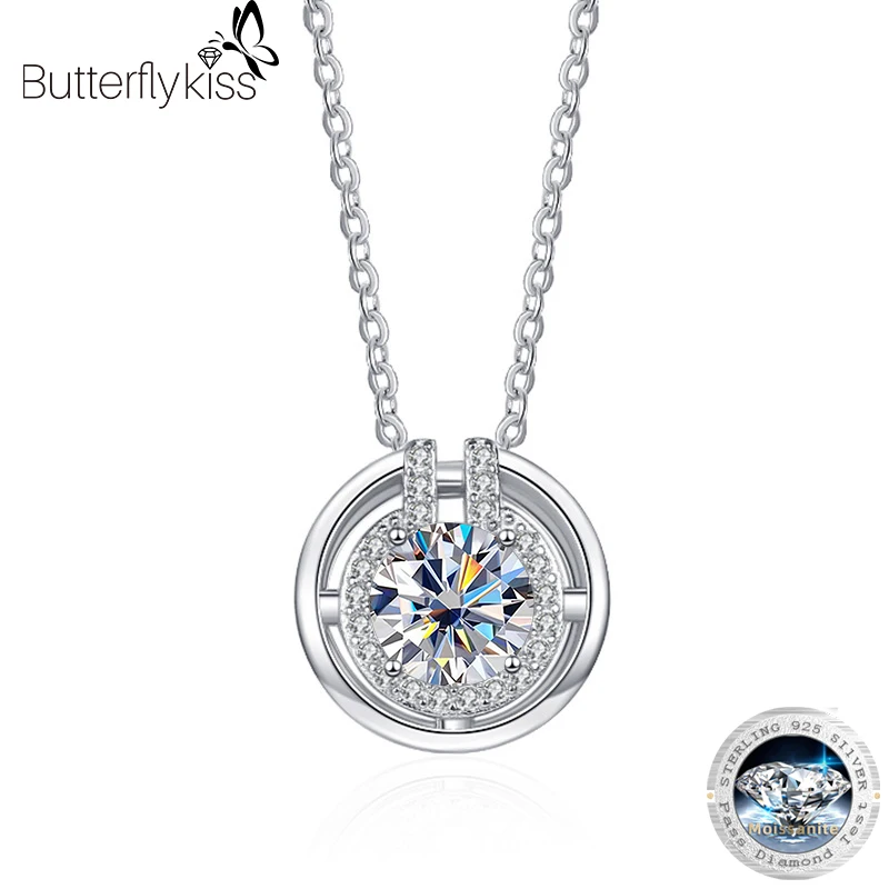 

Ожерелье с подвеской Butterflykiss из муассанита и бриллианта 6,5 мм 1 карат для женщин, цепочка из стерлингового серебра 925 пробы, свадебные ювелирные изделия, подарок