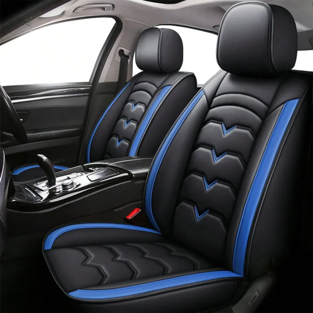 

Faux Leather Car 5 Seat Covers Full Set Protector, Waterproof Front And Rear Seat Cover Protector Universal Fit For Most Cars, T
