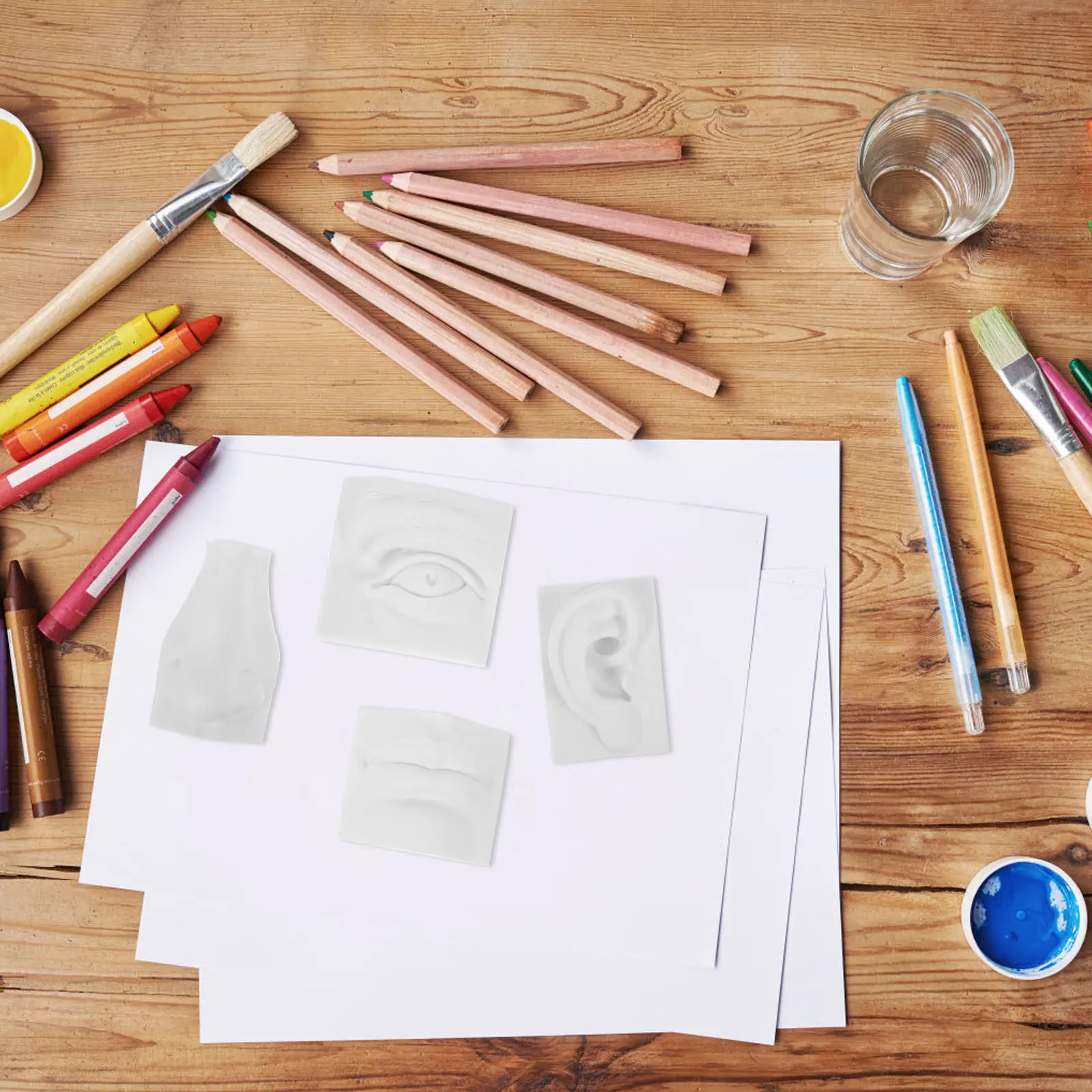 

1Set Realistic Gypsum Face Parts Sculptures Sketch Practice Set for Art Students Drawing Education Tools Home Desktop Decoration