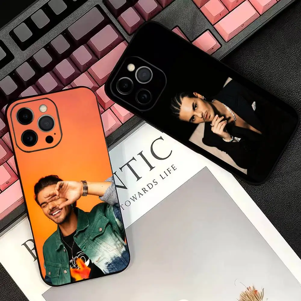 Funda para Teléfono con Diseño de Abraham Mateo, Cantante de Pop Latino, para iPhone 17, 16, 15, 14, 13, 12, 11 Plus, Pro Max y Otros Modelos, Cubierta Negra Suave