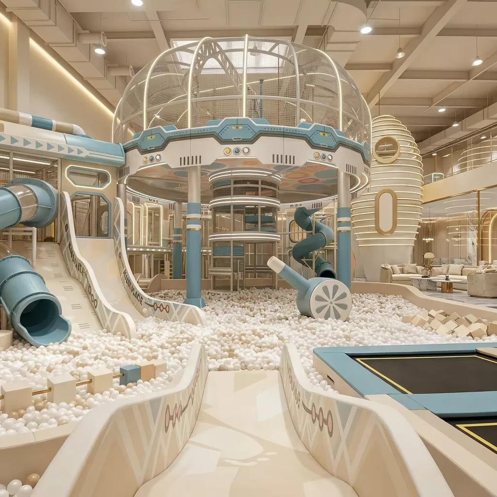 Indoor Soft Play System, Ball Pit Climbing, Multi-Level Play, Business Center, Space Theme Playground Equipment