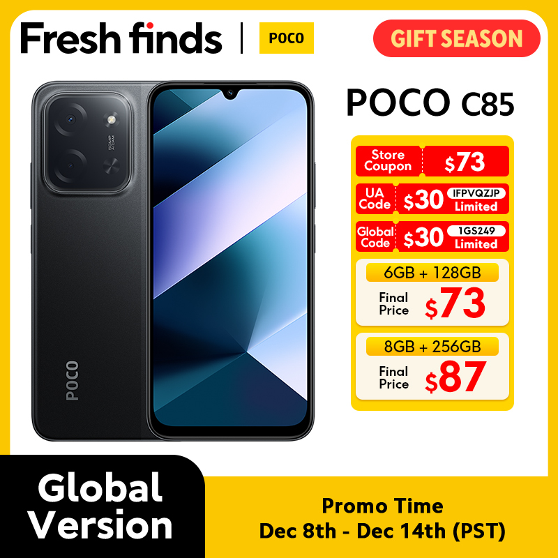  Global Version POCO C85 Mobile Phone NFC 128GB/256GB 6.9" Dot Drop display 6000mAh Helio G81-Ultra 33W 