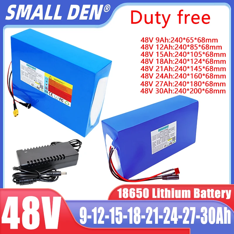 

48V 9Ah 12Ah 15Ah 18Ah 21Ah 24Ah 27Ah 30Ah 18650 Литиевый аккумулятор 16S10P 2500W Высокая мощность с BMS для электронного мотоцикла, скутера
