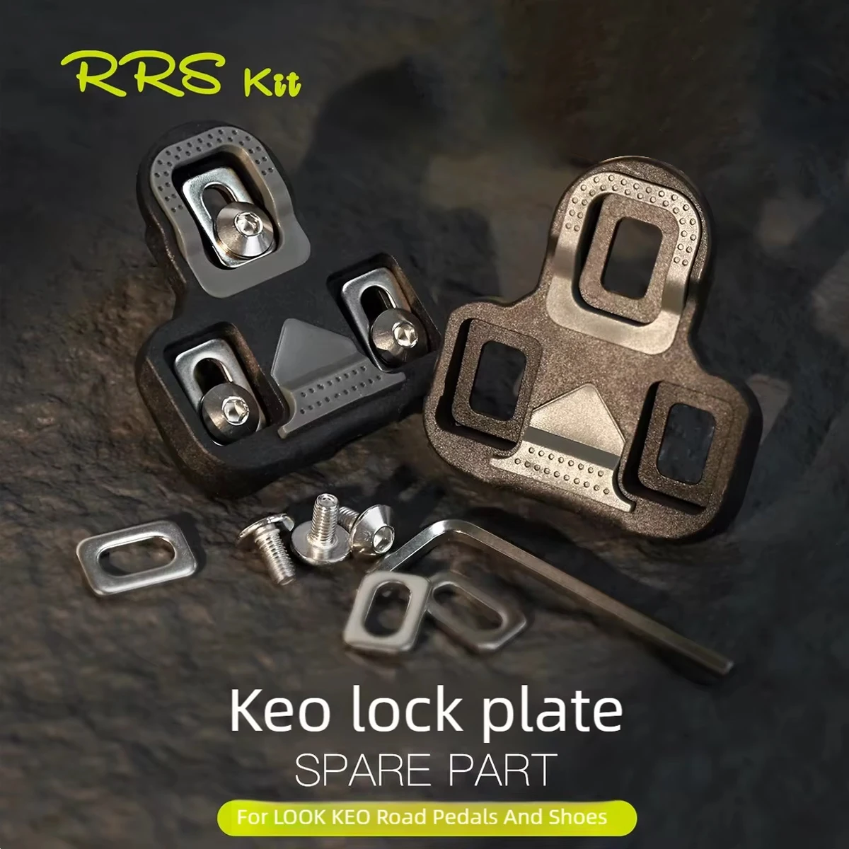 Cleats para Bicicleta de Estrada RRSKIT Compatíveis com Pedais de Bicicleta de Estrada Look K-E-O com Travamento Automático, Cleat de Pedal para Sapatos de Ciclismo de Estrada com Ângulo de 4,5 Graus