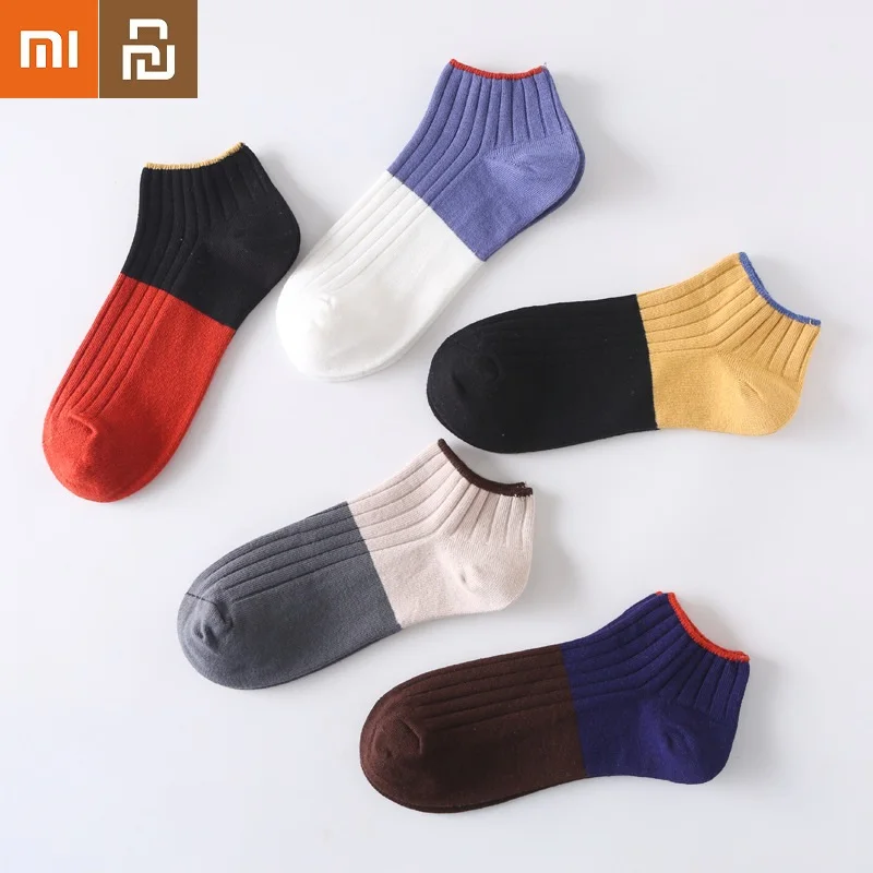 Xiaomi Youpin 5 pairs Cotton Socks Spring and Summer Low-waist Heel Socks Sweat-absorbent Deodorant Short Double Needle Socks