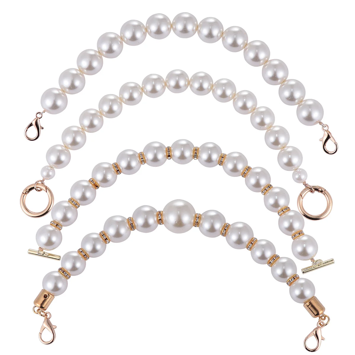 Cadena de bolso de perlas, cadena de Metal de moda duradera y ligera para bolso, accesorio para bolso de hombro, suministro artesanal hecho a mano, 4 Uds.