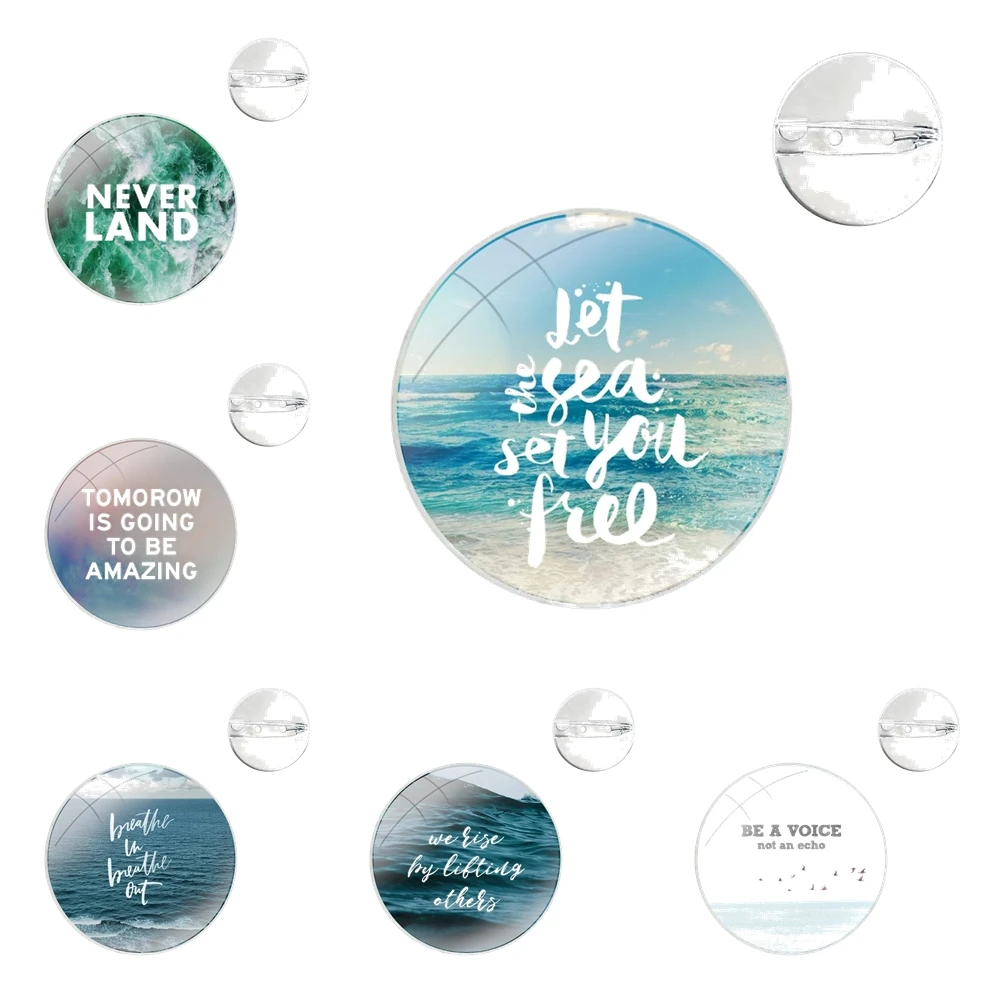 The Ocean Sea Wave quotes Badge Brooch Pin Accessories For Clothes Backpack Decoration gift