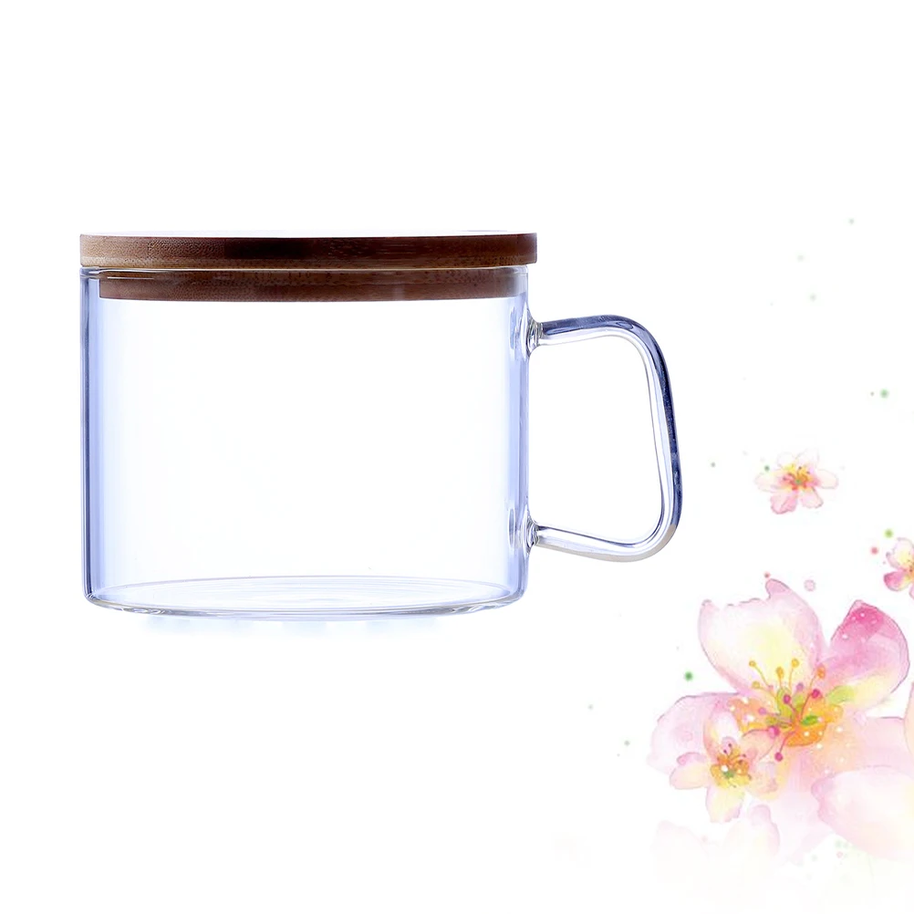 

Heat Resistant Glass Bowl 1200Ml Large Capacity Transparent Salad Fruit Instant Noodle Bowl Bamboo Lid