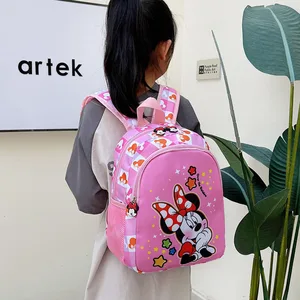Mochila Disney Cartoon para meninos e meninas, Mickey Mouse, Minnie, sacos escolares pequenos, crianças do jardim de infância, fofos, rosa 10 principais vendas kit mochila escolar minnie - №9