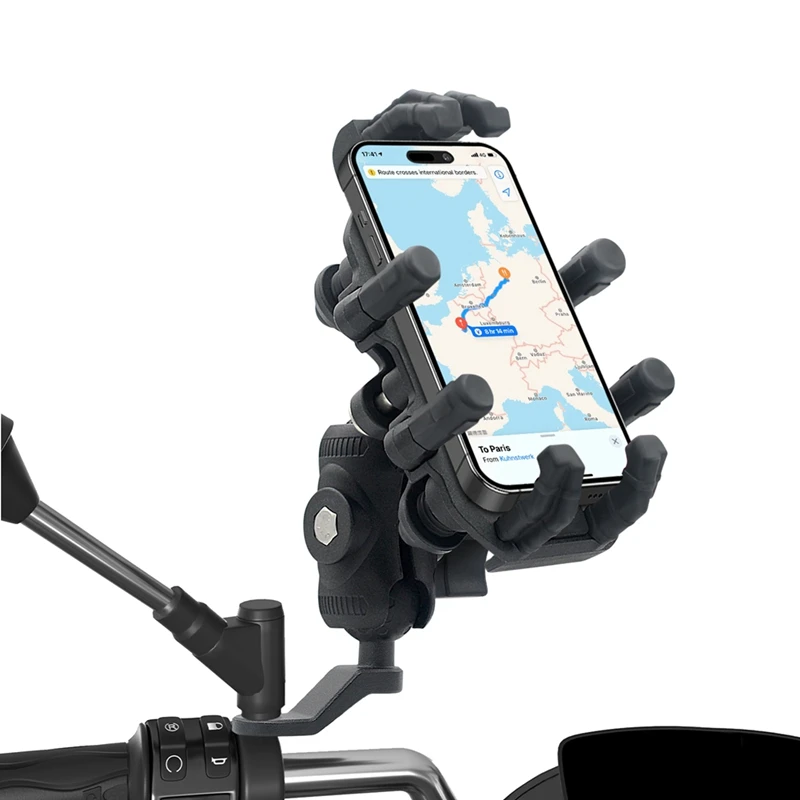 Motorcycle Bike Phone Mount With Vibration Dampener For 4.7-7.1 Inch Phones, Universal Rearview Mirror Mount, Durable