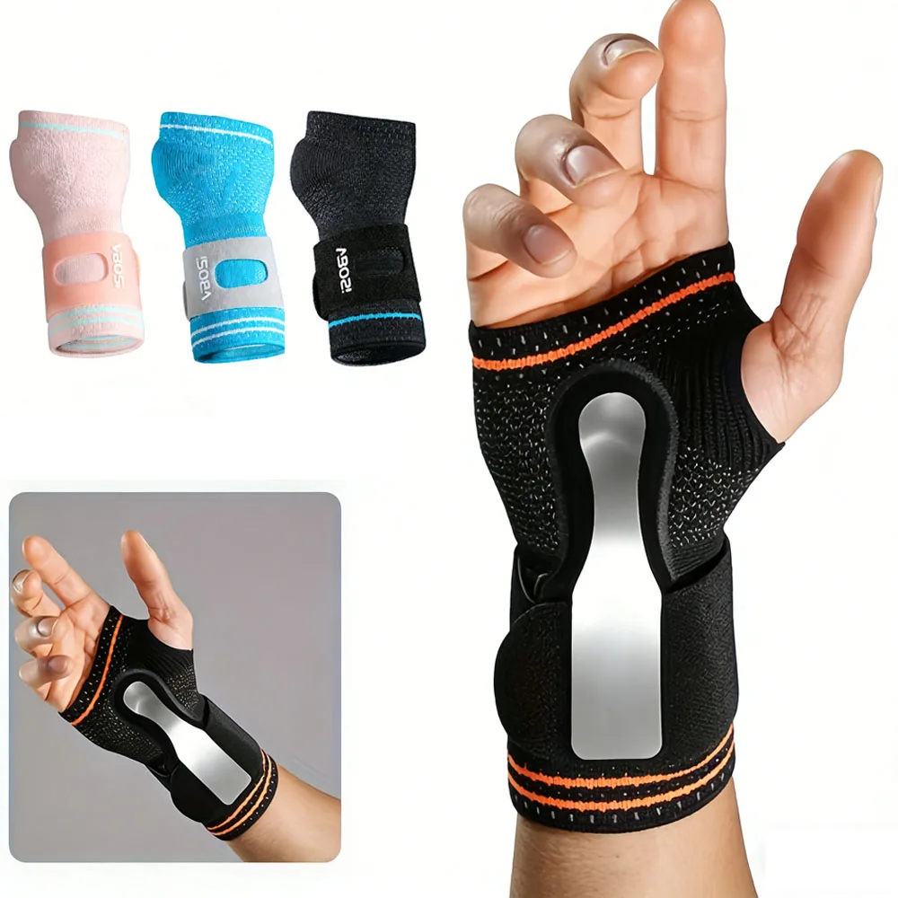 1 Stück verstellbare Handgelenkstützbandagen für Männer und Frauen, Handflächenstütze mit abnehmbarem Metallschiene-Stabilisator und Riemen, Handgelenkschiene