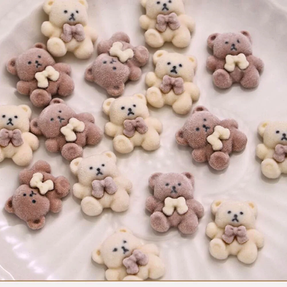 10 stks Kawaii Harige Chocolade Beer Nagel Charmes 10*12mm Herfst Winter CutePlush Beer Konijn Nagel Sieraden manicure Decoraties DIY