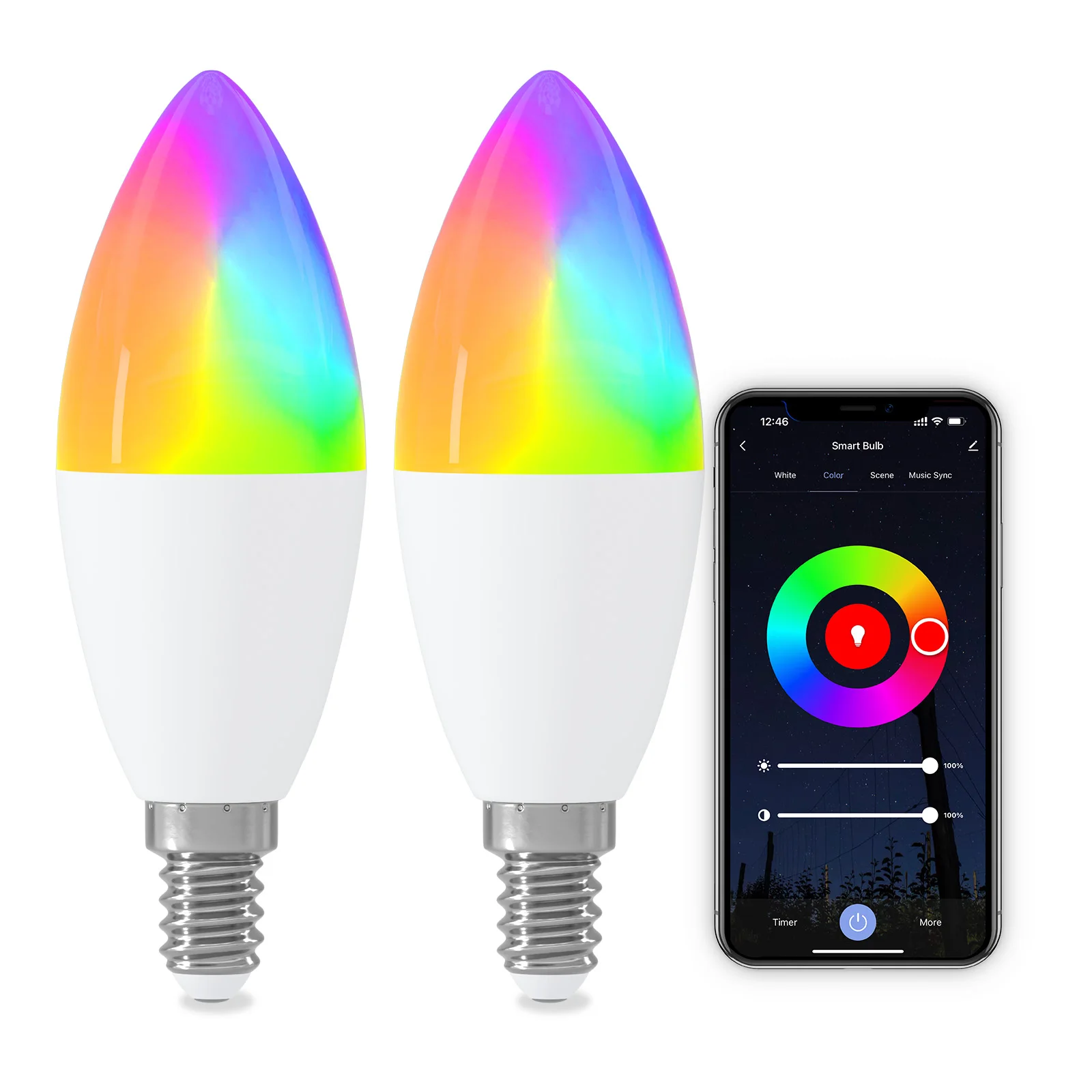 Tuya Wifi E12 Candle Lamp App Control Smart Bulb Bluetooth RGB LED Light Dimmable Crystal Group Lamps Works With Alexa Google