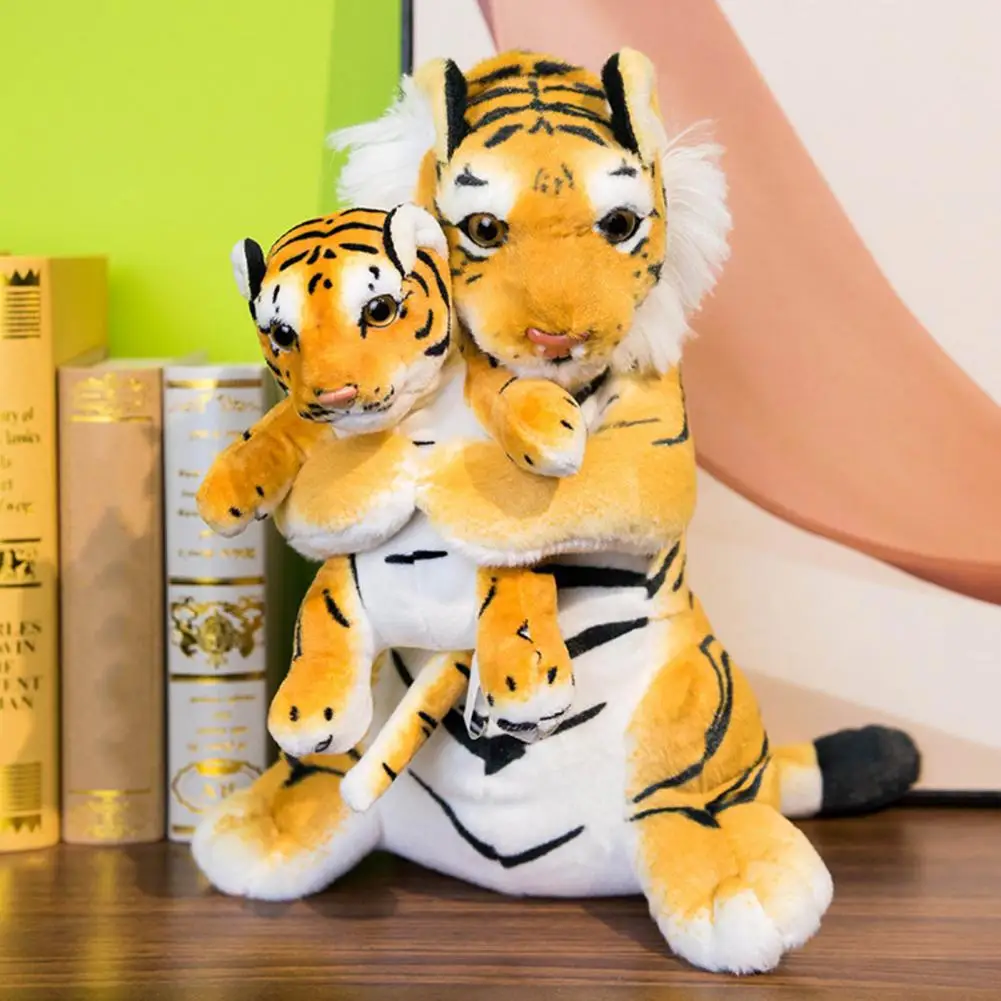 Tiger Plush Doll Soft Stuffed Animal Toy Simulation Tiger Mother & Baby Tiger Doll Plushies Decoration for Animal Theme Party