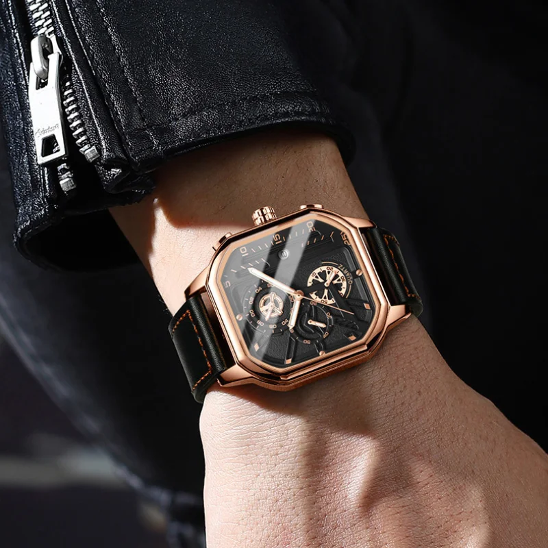 كرونوغراف أصلي تاريخ الأعمال أعلى علامة تجارية فاخرة ساعة كوارتز الرجال الفولاذ المقاوم للصدأ للماء ساعة اليد ريلوجيو ماسيكيرينو