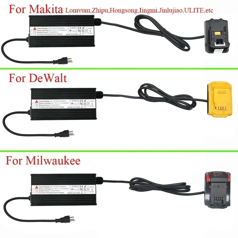 600W AC 110V Adapter Converter DC 18V 21V Power Supply US Plug for Makita for Milwaukee for DeWalt Lithium Electric Power Tools