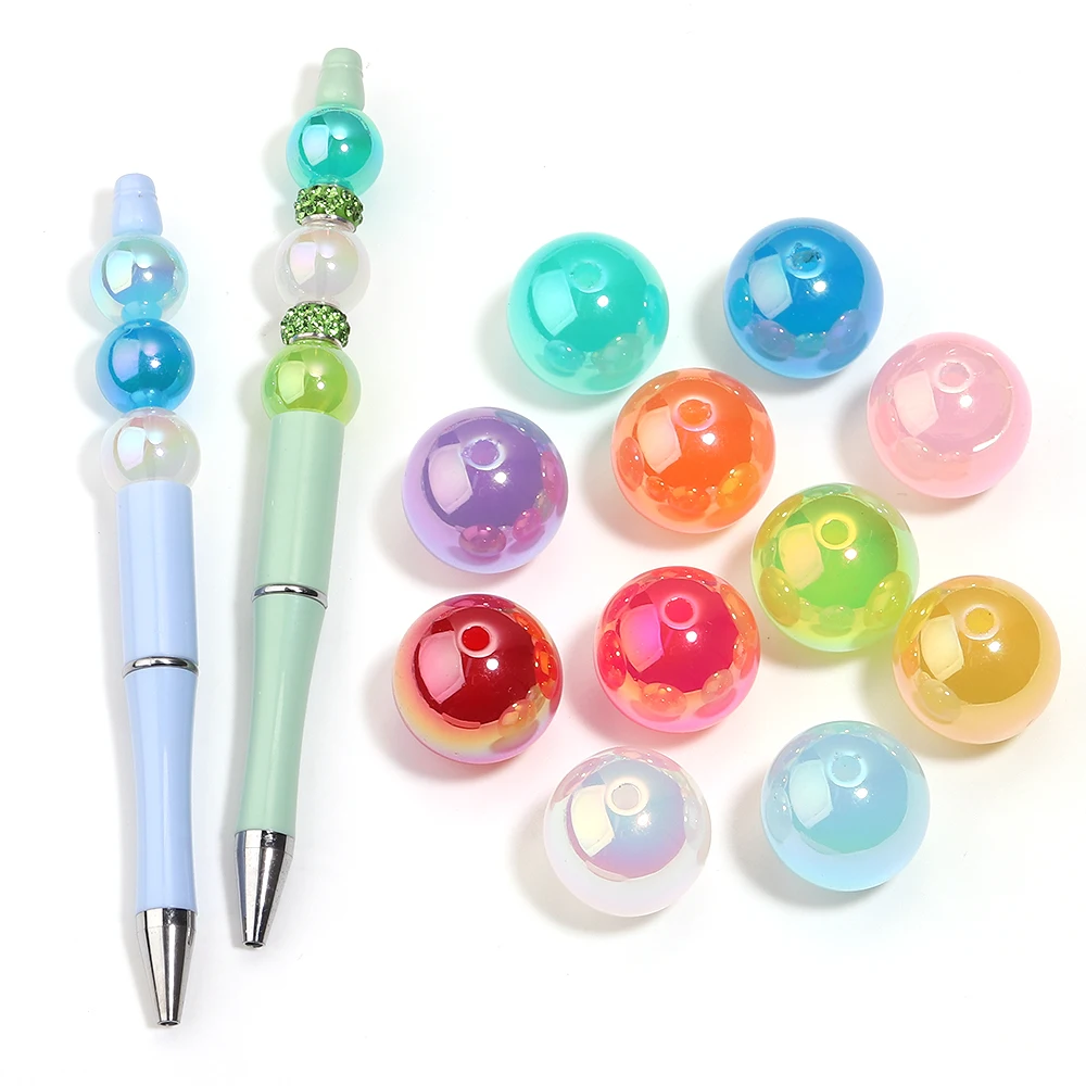 

10Pcs 16mm Rainbow AB Color Acrylic Beads AB Plated Round Beads Loose Spacer Beads for DIY Crafts Ornament Making Decor Beading