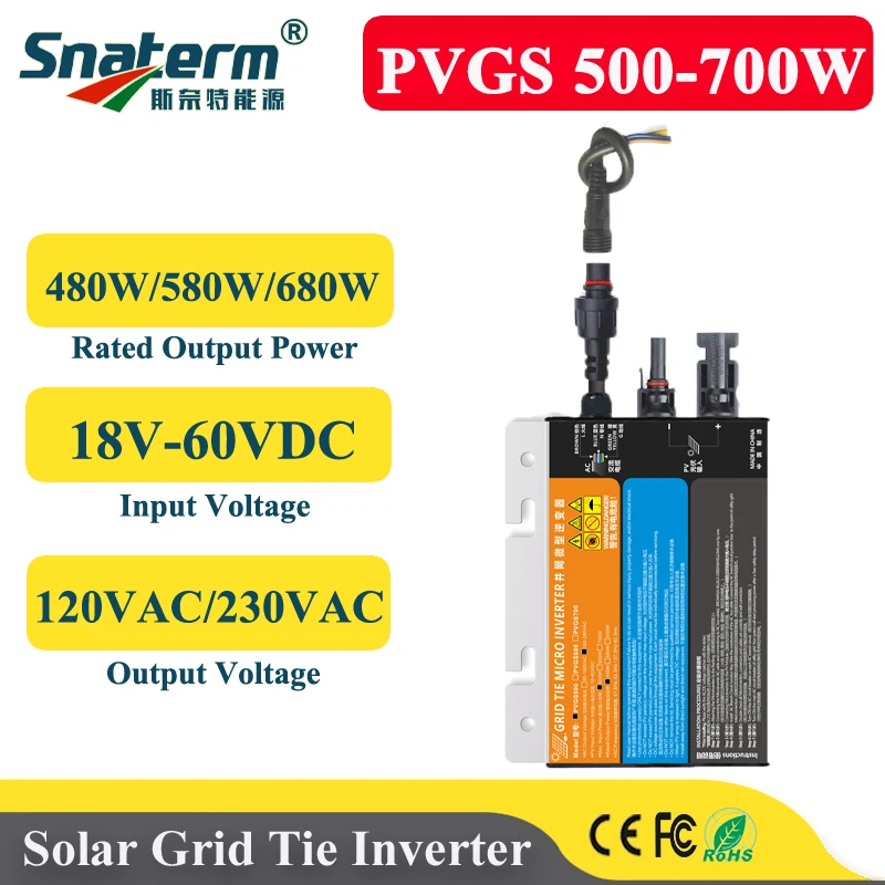 700W 600W 500W MPPT Solar PV Grid Tie Micro Inverter PVGS series Input 18-60VDC Output 110V-240V for Solar On Grid system use