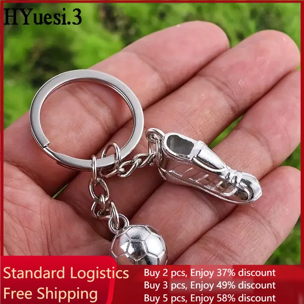 3d Simulation Football Shoes Keychain Silver Color Soccer Pendant Keyrings Fans Souvenirs Gifts Kids Men Backpack Ornament