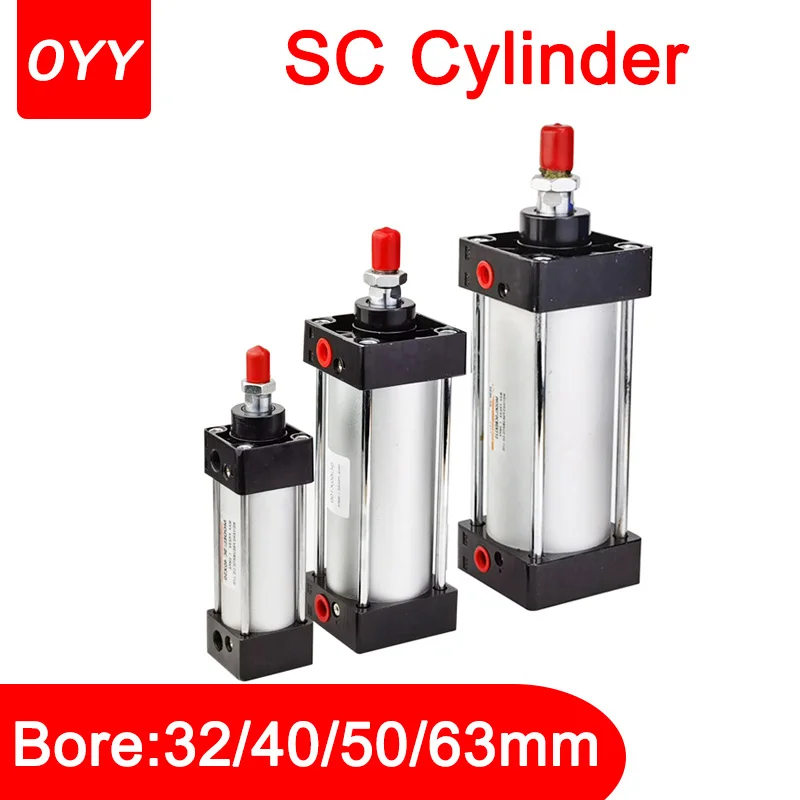 Standard Pneumatic Cylinder SC32/40/50/63mm Stroke 25/50/75/100/200/300/1000mm Air Cylinders Double Acting Pneumatics Piston