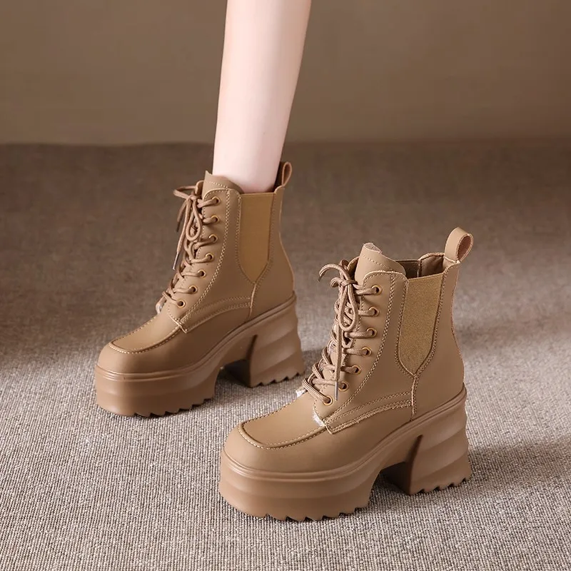 

Женские ботинки на высоком каблуке в стиле ретро, осенне-зимние, новые, популярные, укороченные, облегающие