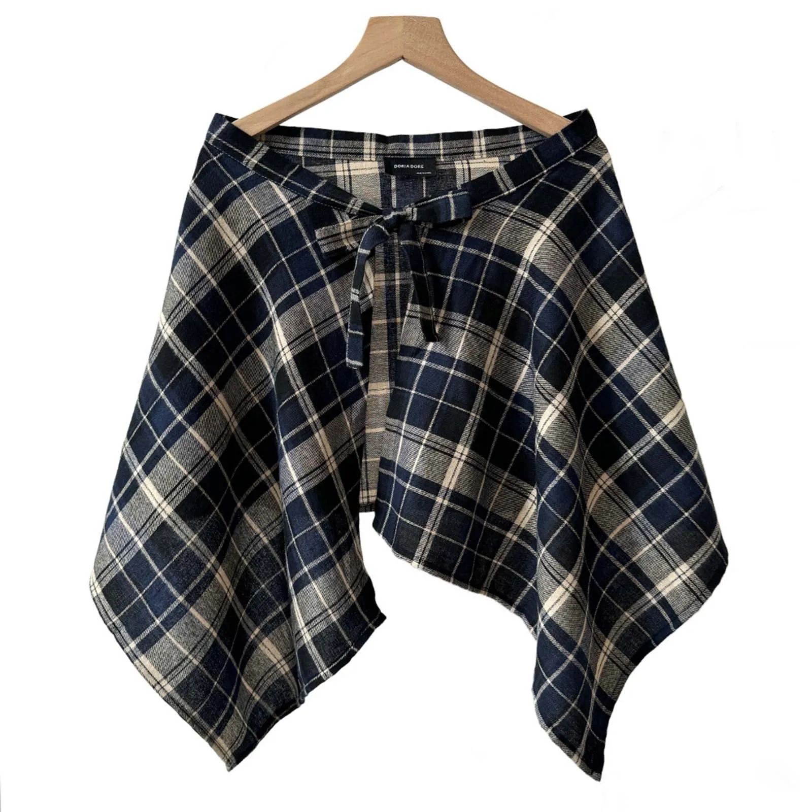 Retro Plaid Irregular Women Skirt Bow-Knot Elastic Waist Lattice Mini A-Line  Apron Wrap Skirt Matching Pants Belted Overlay