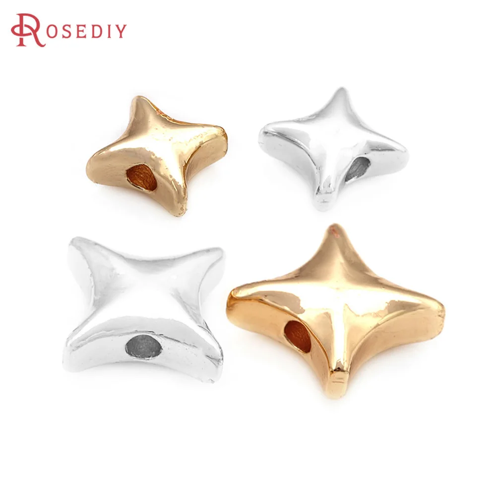 20PCS 18K Gold Color Brass Star Bracelets Beads Spacer Beads High Quality Jewelry Accessories Making Rosediy official-website