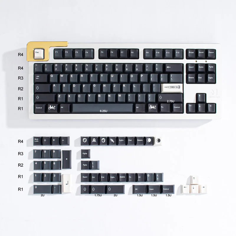 GMK Apollo 135 toetsen Cherry Profile PBT Keycap DYE-SUB Engelse aangepaste persoonlijkheid Keycaps voor mechanisch toetsenbord 61/64/68/75/84