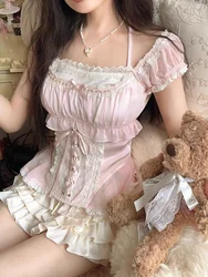 Princess sweet lolita bobon21 Love's throbbing well proportioned bow lace cute top shirt T2336
