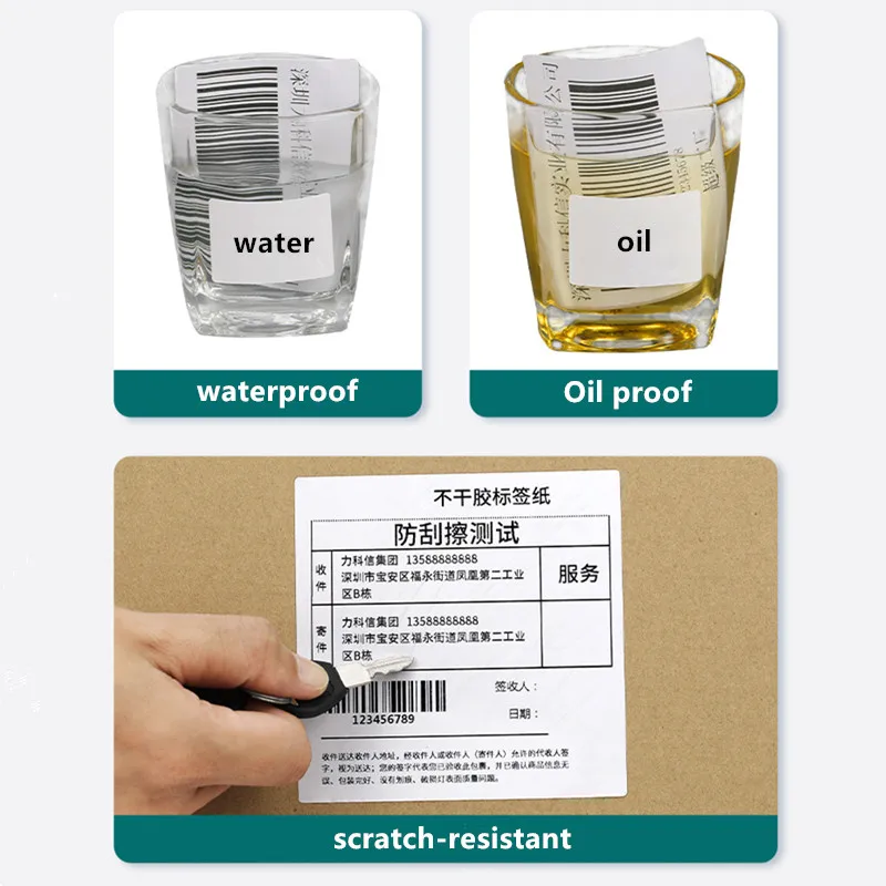 70-100mm Three proof Thermal Label Paper Barcode Printer Adhesive Stickers Express Price Waterproof Oil proof Scratch proof