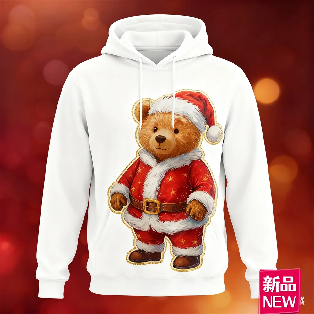 سترة بغطاء للرأس لعيد الميلاد للرجال والنساء بطباعة ثلاثية الأبعاد، ملابس سانتا كلوز جرافيك بقلنسوة، فضفاضة كاجوال ومريحة للجنسين #6