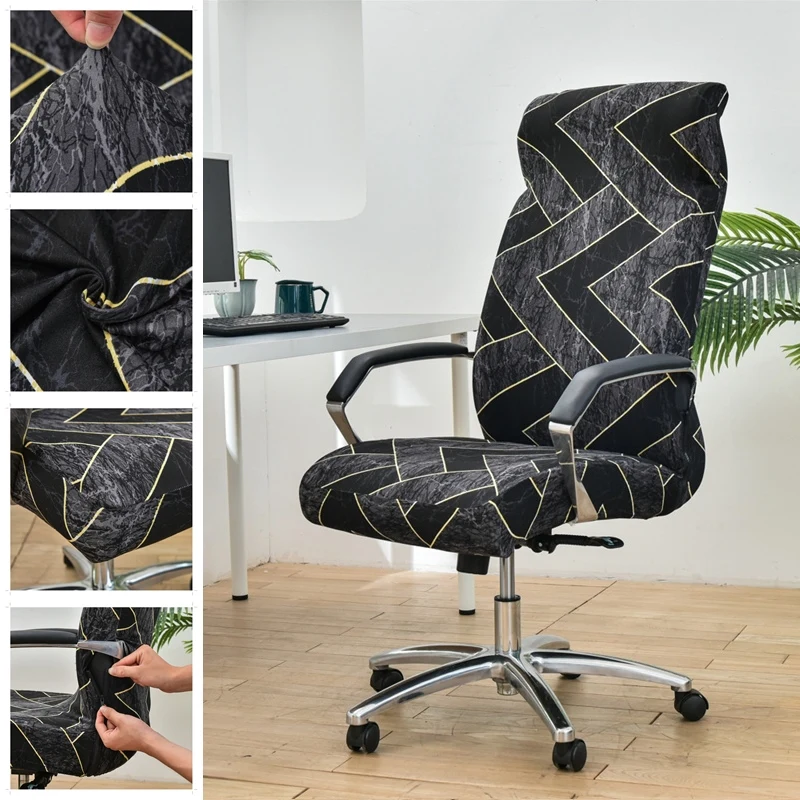

1PC Elastic Office Chair Cover Geometry Printed Gaming Chairs Cover Rotating Swivel Computer Seat Chair Covers Internet Bar Home