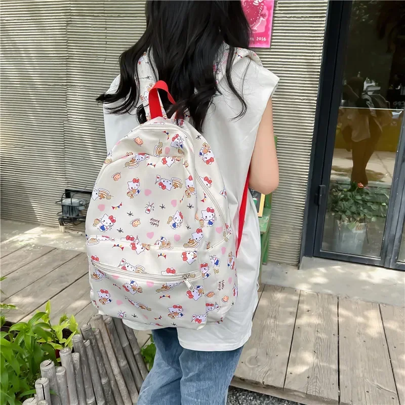 Sac d'école grande capacité pour femme, Hello Kitty, Sanurgente SR, mignon, polyvalent, décontracté, neuf