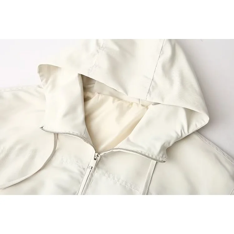 JNLEAOG Women's Comfortable Short Hooded Jacket Summer New Style Casual Daily Fashion Polyester Long Sleeve Zipper Closure