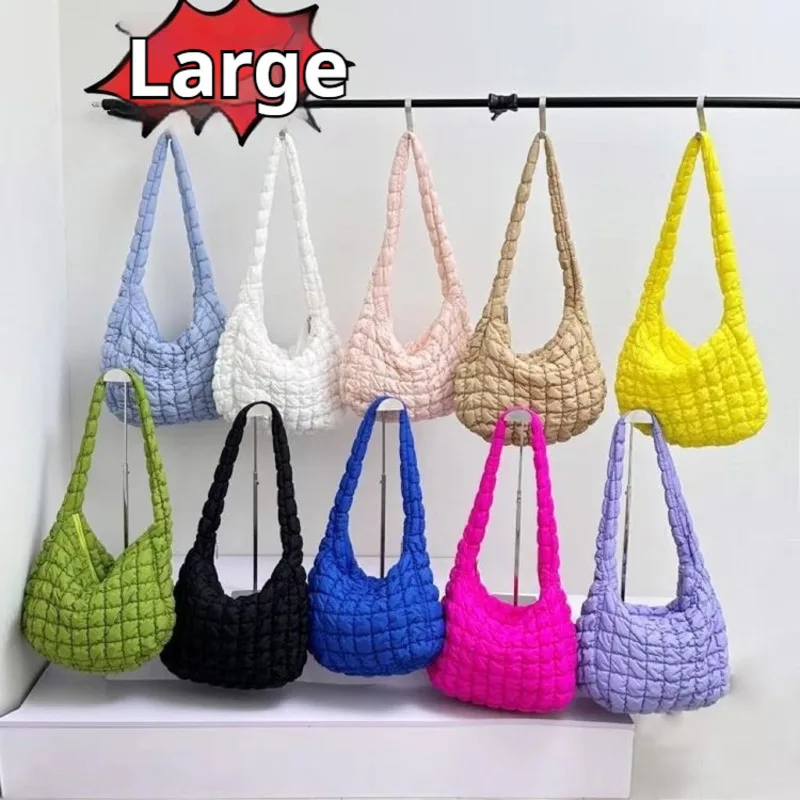 

KK 2024 New Folding Cloud Versatile Fashion One Shoulder Handheld Dumplings Large Capacity Down Cotton Underarm Women's Bag