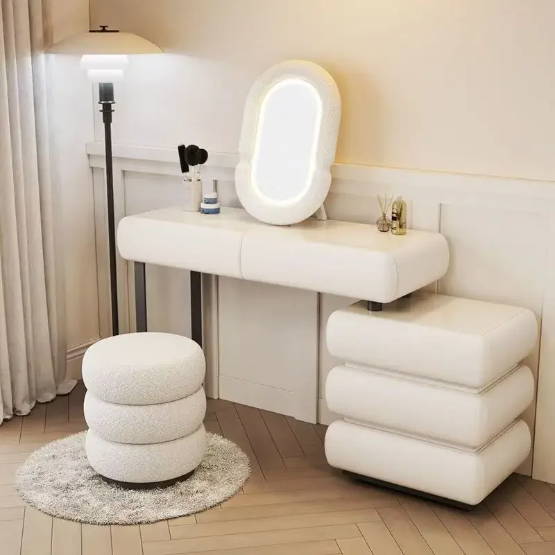 White Mirrored Contemporary Walnut Dressing Table Distinctive Stylish Smooth Black Dressing Table Coiffeuse Storage Furniture