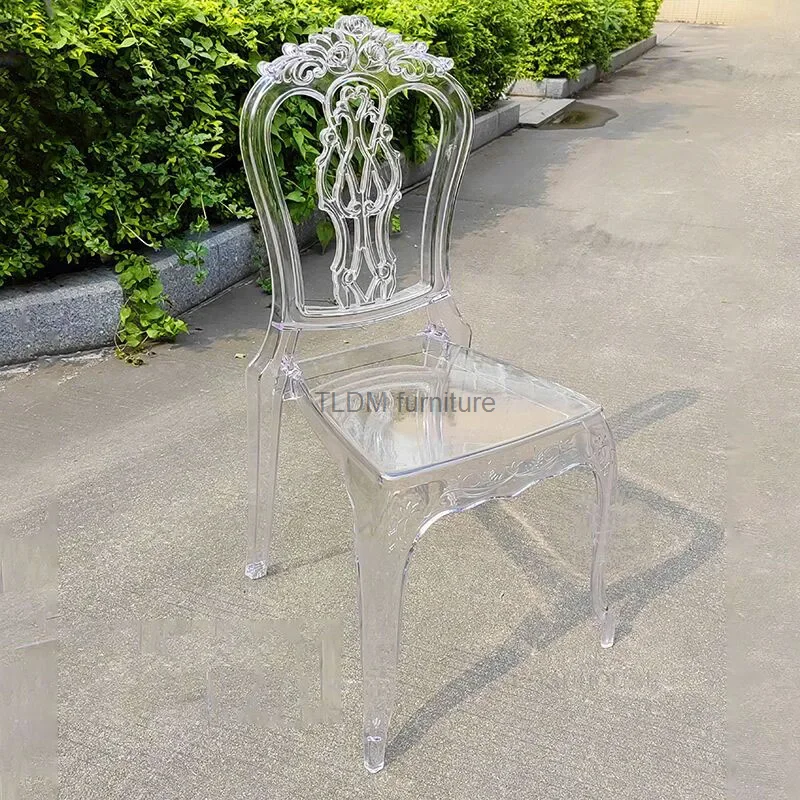 

Luxury Wedding Chair Outdoor Acrylic Transparent Rose Dining Chair for Events Hotel Furniture Banquet Hall Leisure Chair