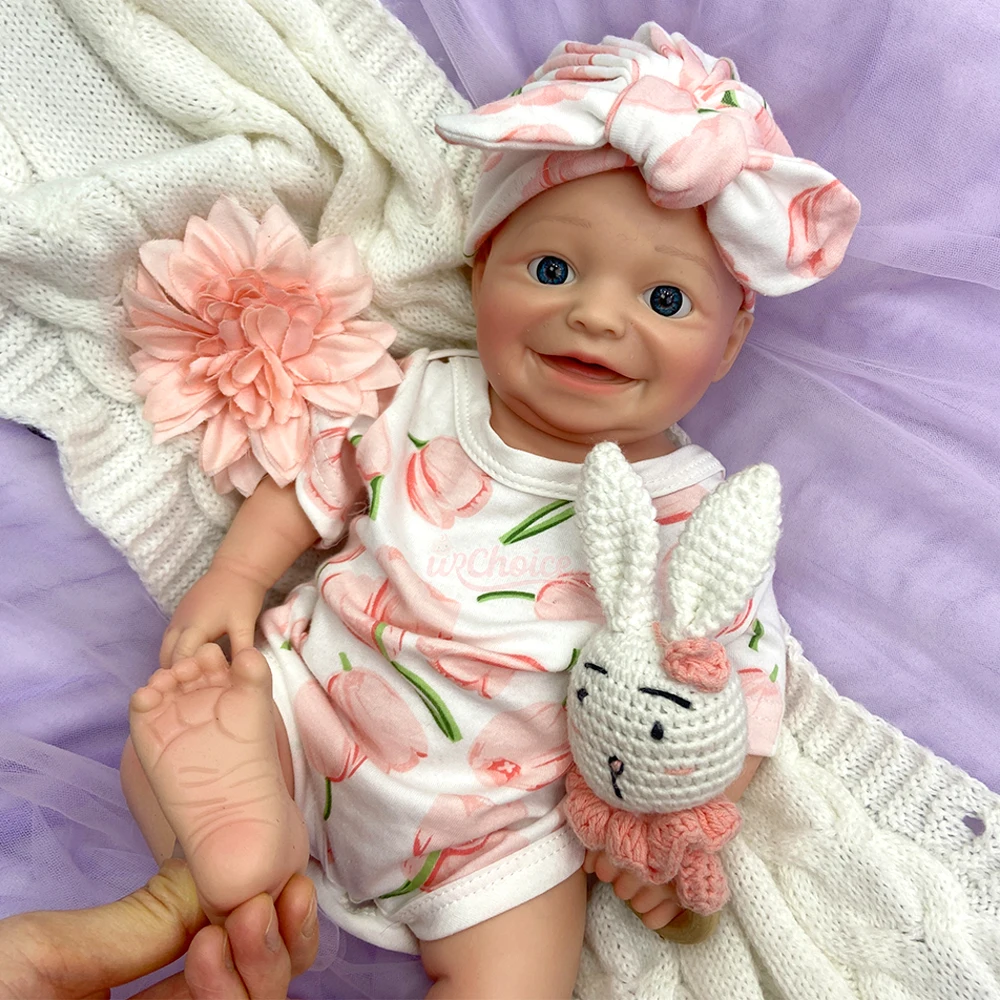 17Inch Full Body Silicone Reborn Baby Girl Open Eyes Lifelike Visible Veins Weighted Art Doll for Emotional and Therapeutic