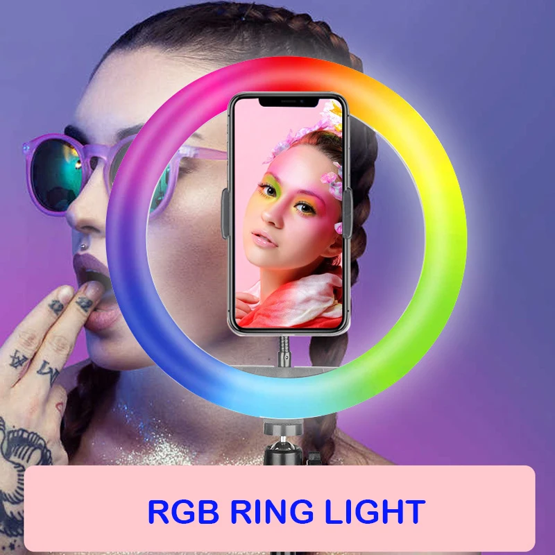 

14in 12in 10in RGB Ring Light Usb Charge Selfie Led Video Lamp Dimmable Photography Light For YouTuber Photo Photography Studio